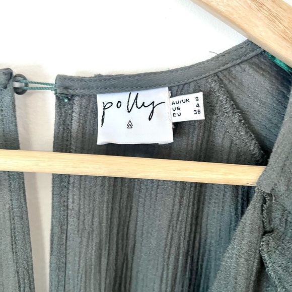 Princess Polly Dark Green Long Sleeve Ruffle Romper Size Small - Picture 7 of 12